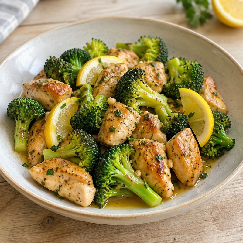 Poulet sauté au citron et brocoli