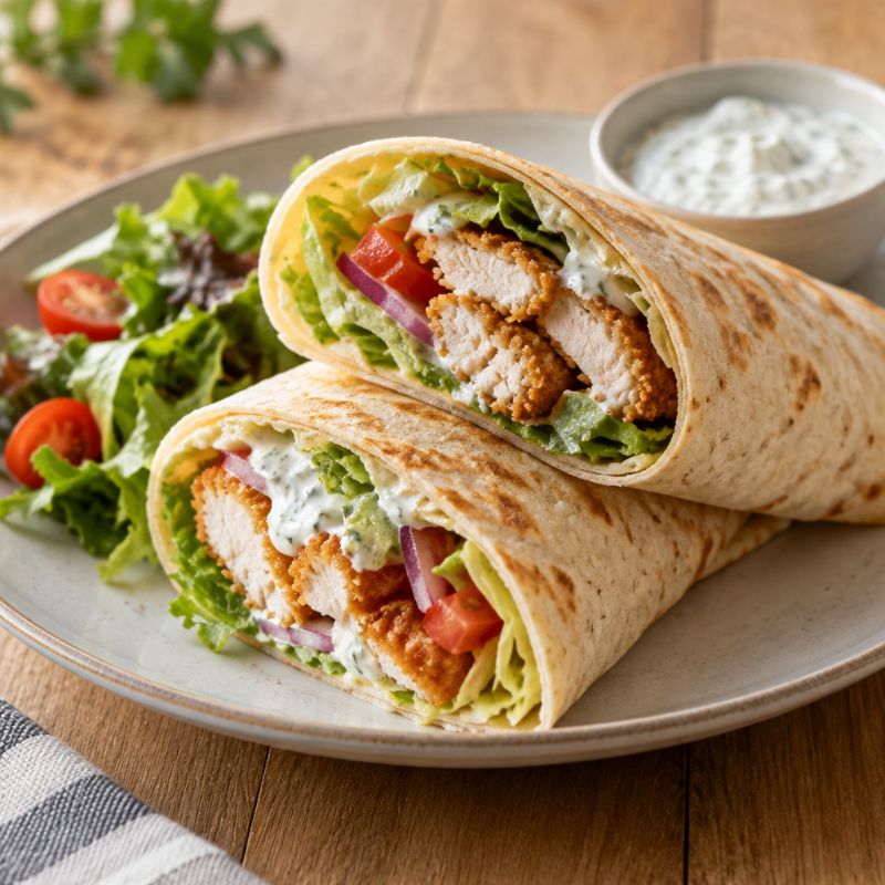Wraps de poulet croustillant, sauce yaourt