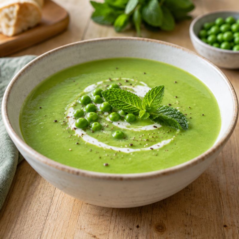 Velouté express de petits pois et menthe